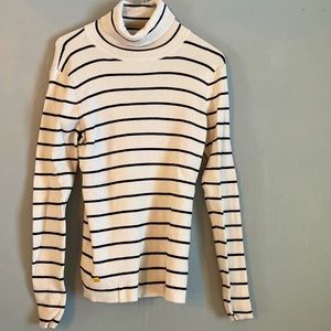 Lauren Ralph Lauren Black & White Striped Turtle Neck
